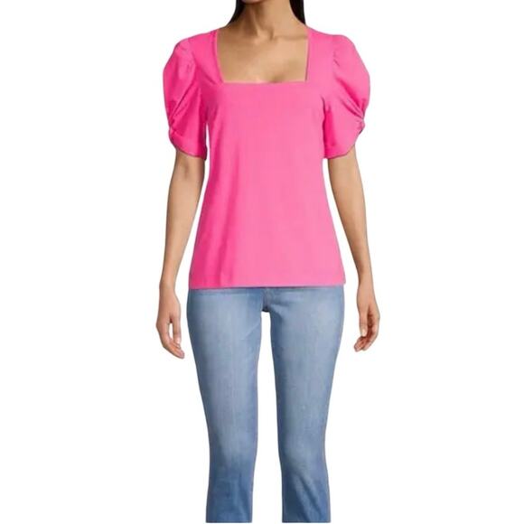 Lilly Pulitzer Women’s Jessie Puff Sleeve Top Cockatoo Pink Size Medium - Picture 1 of 9